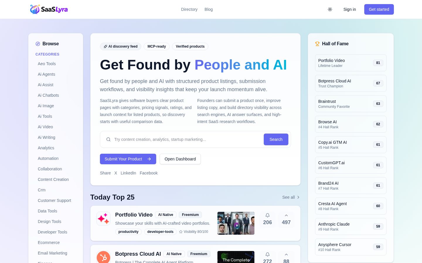 SaaSLyra Homepage