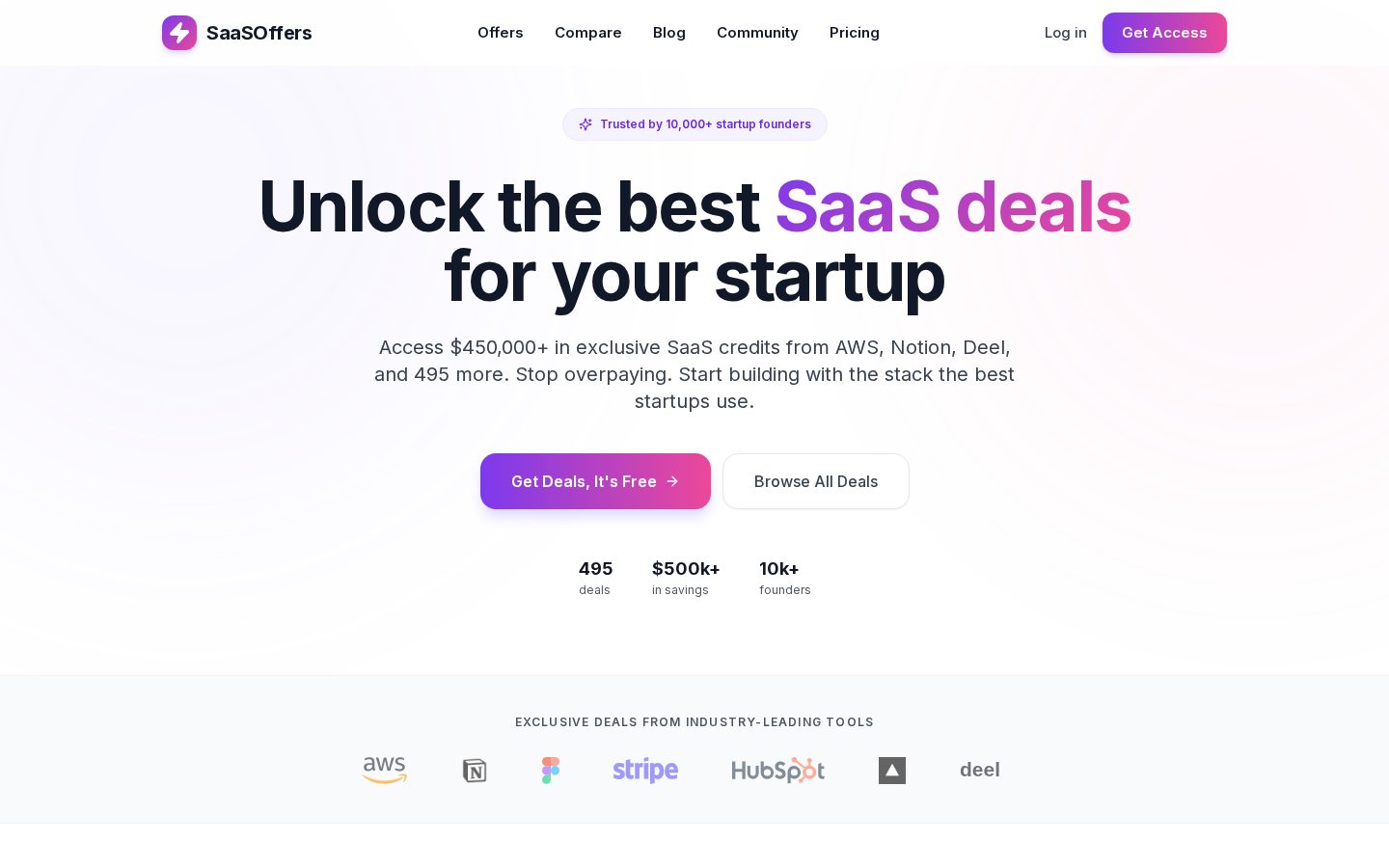 SaaSOffers Homepage