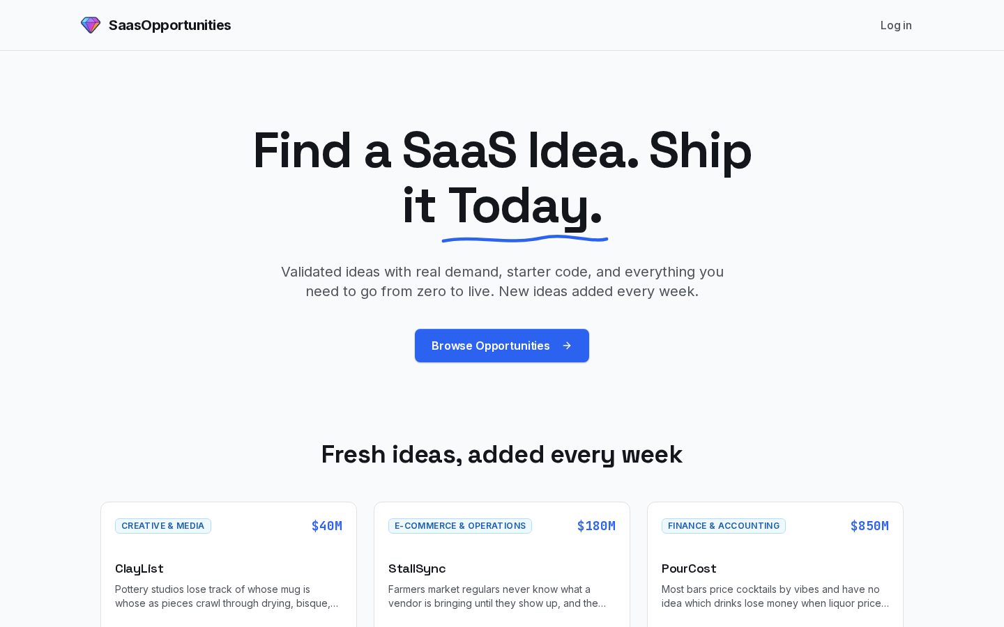 SaasOpportunities Homepage
