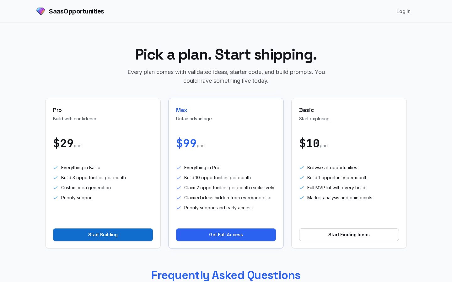 SaasOpportunities Pricing