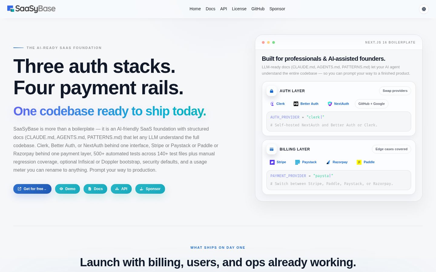Saasybase Next.js SaaS Boilerplate Homepage