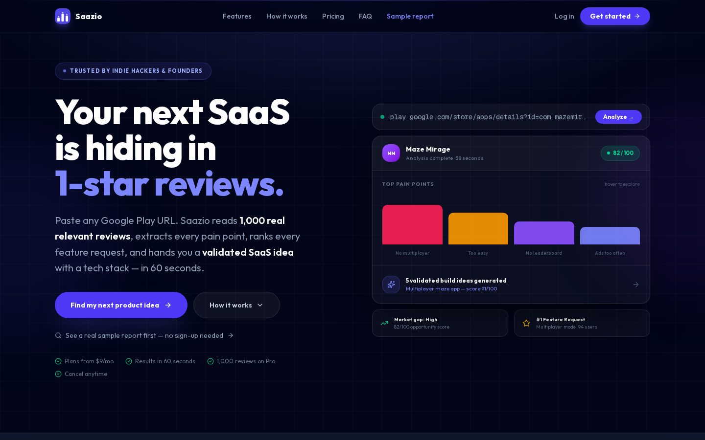 Saazio Google Play Review Analysis Homepage