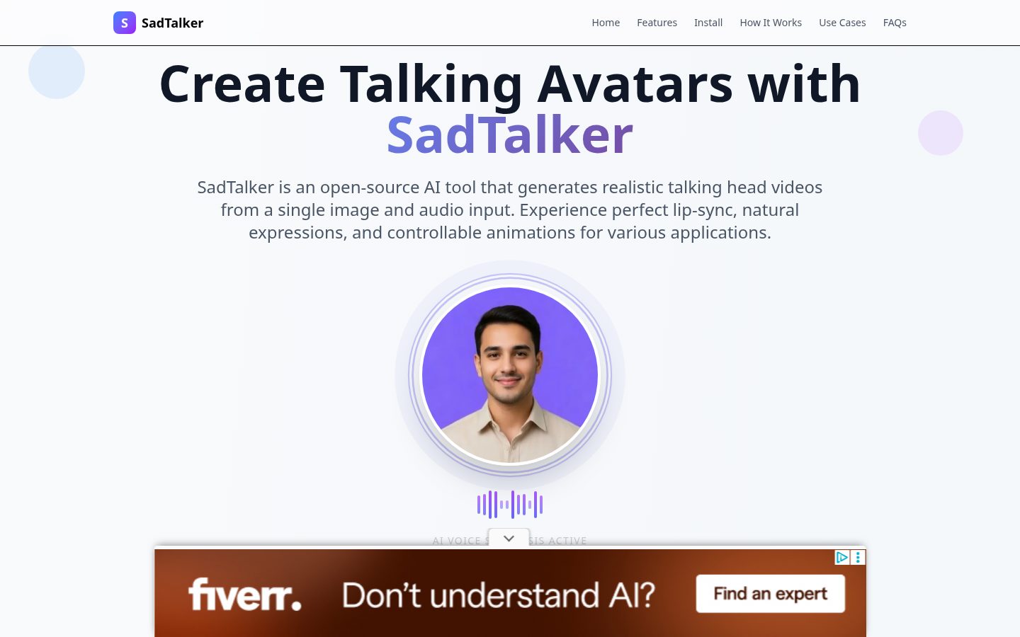 SadTalker AI Homepage