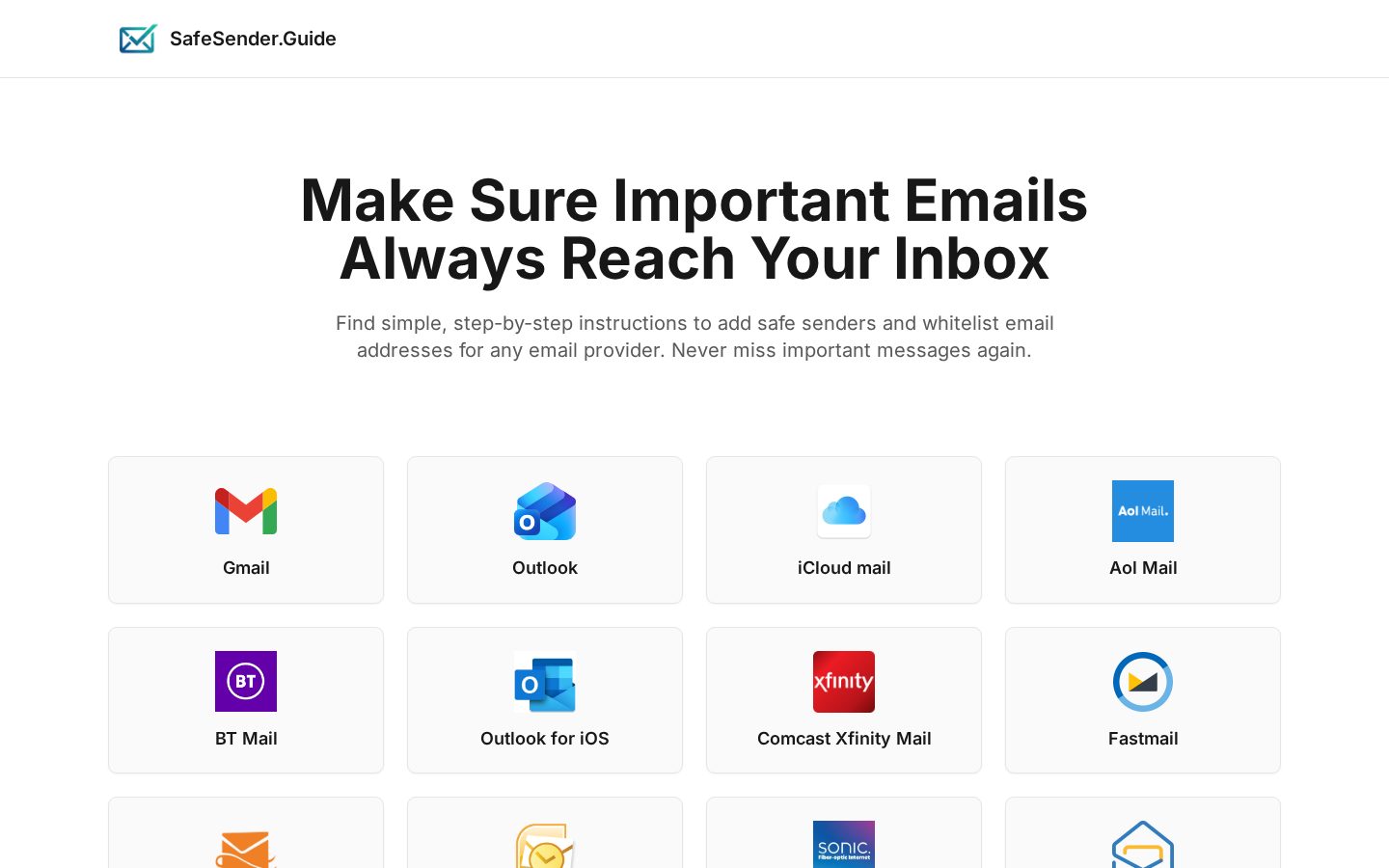 Safe Sender Guide Homepage