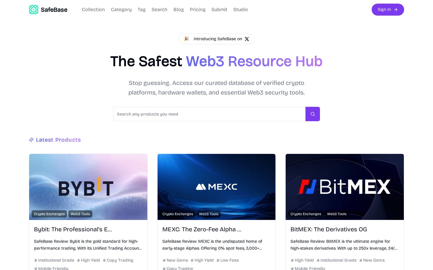 Safebase Homepage