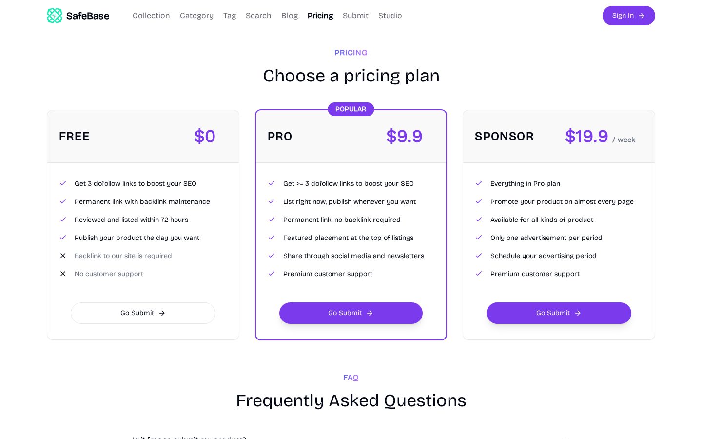 Safebase Pricing