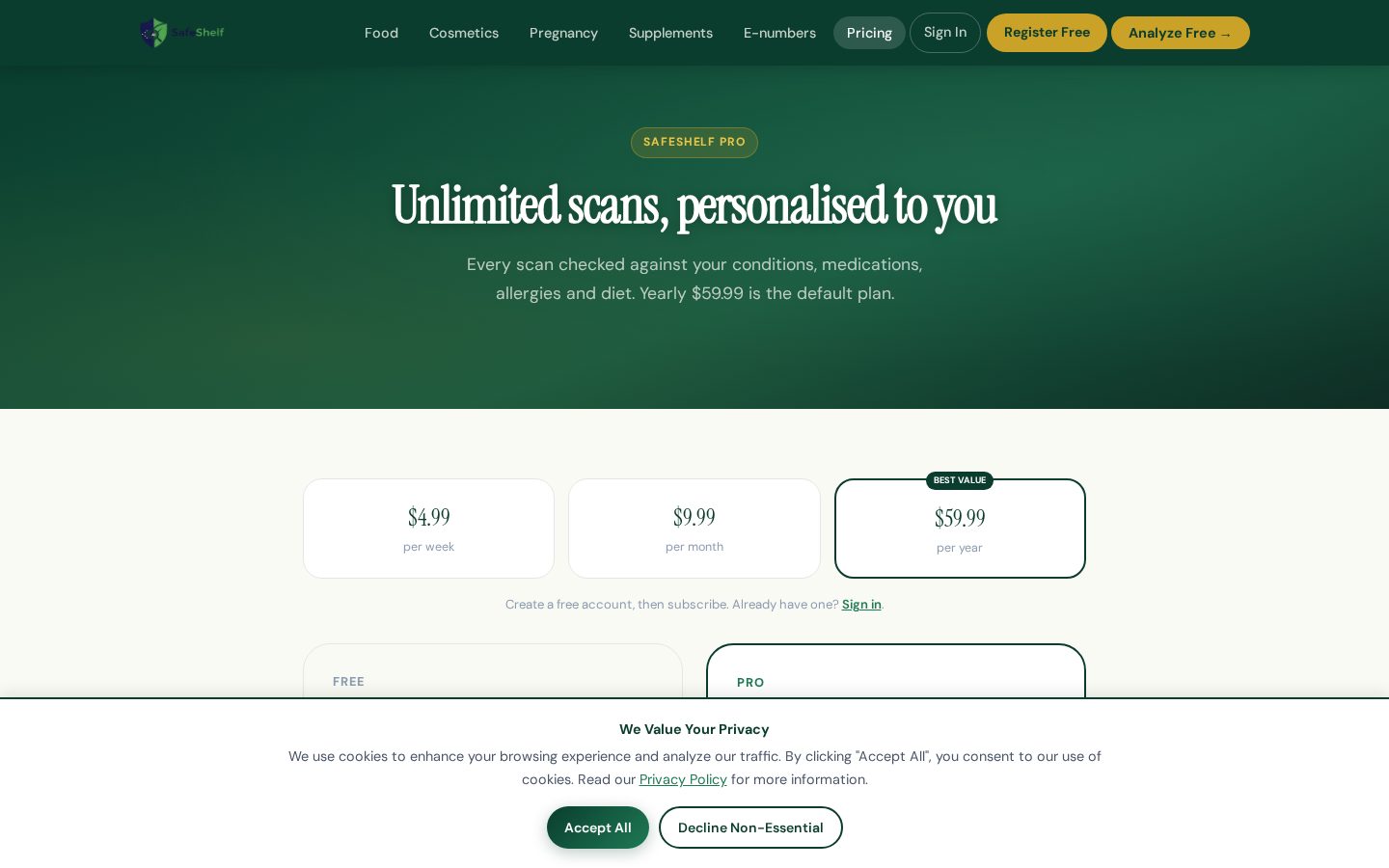 Safeshelf Pricing