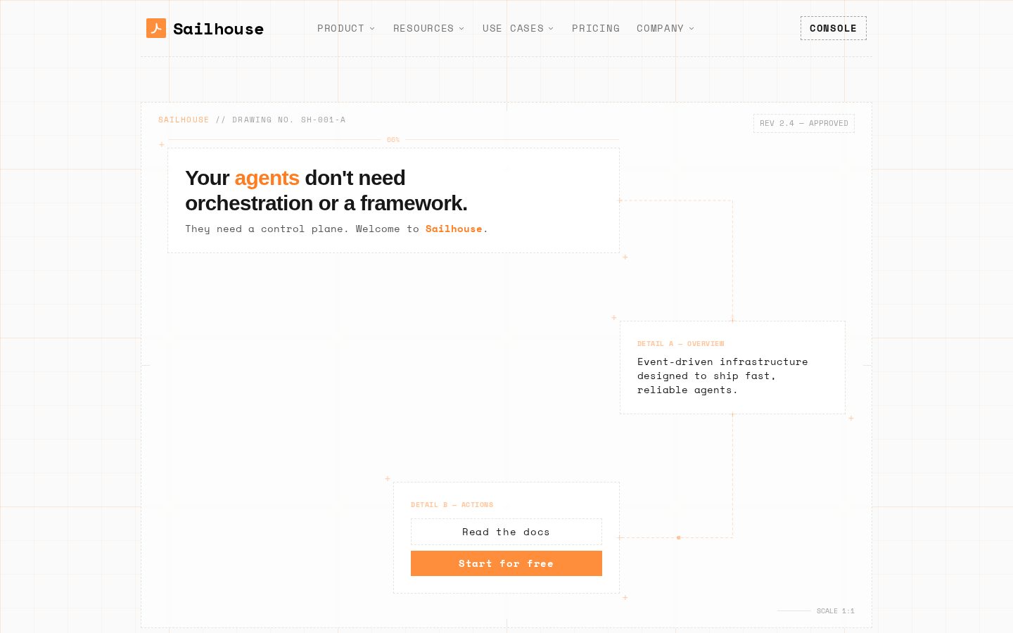 Sailhouse - Agent Control Plane Homepage