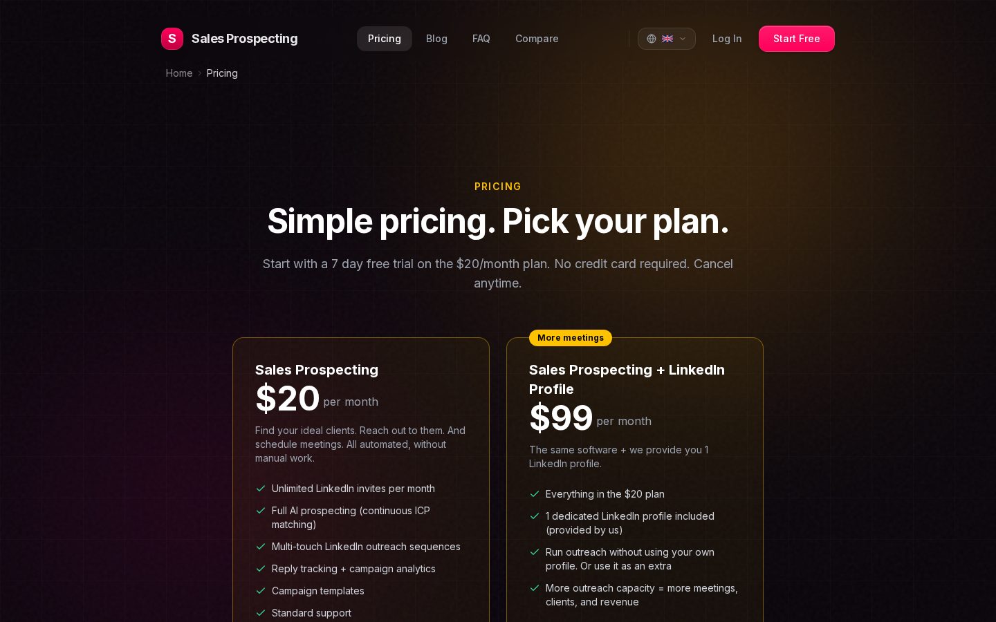 Sales Prospecting Pricing