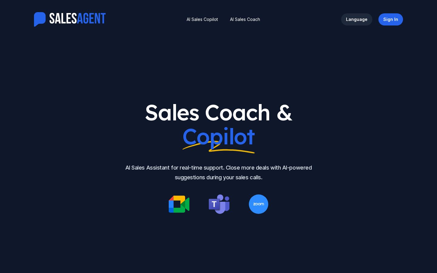 SalesAgent Chat Homepage