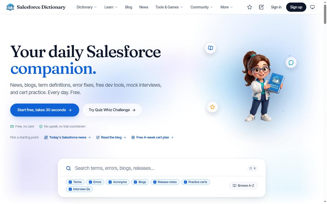 Salesforce Dictionary Homepage