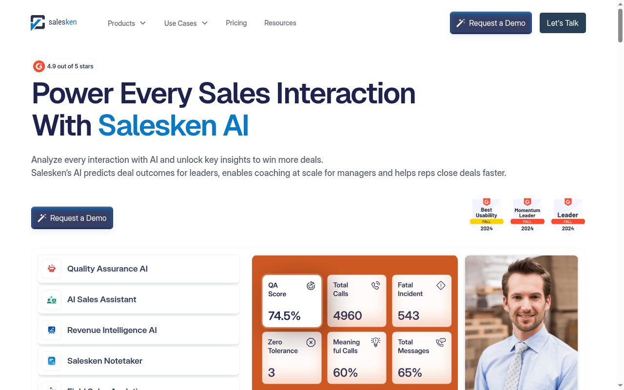 Salesken.ai homepage
