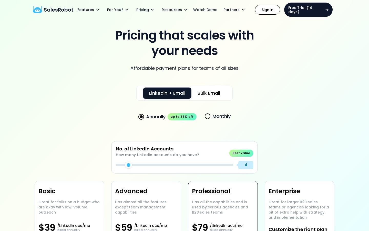 SalesRobot Pricing