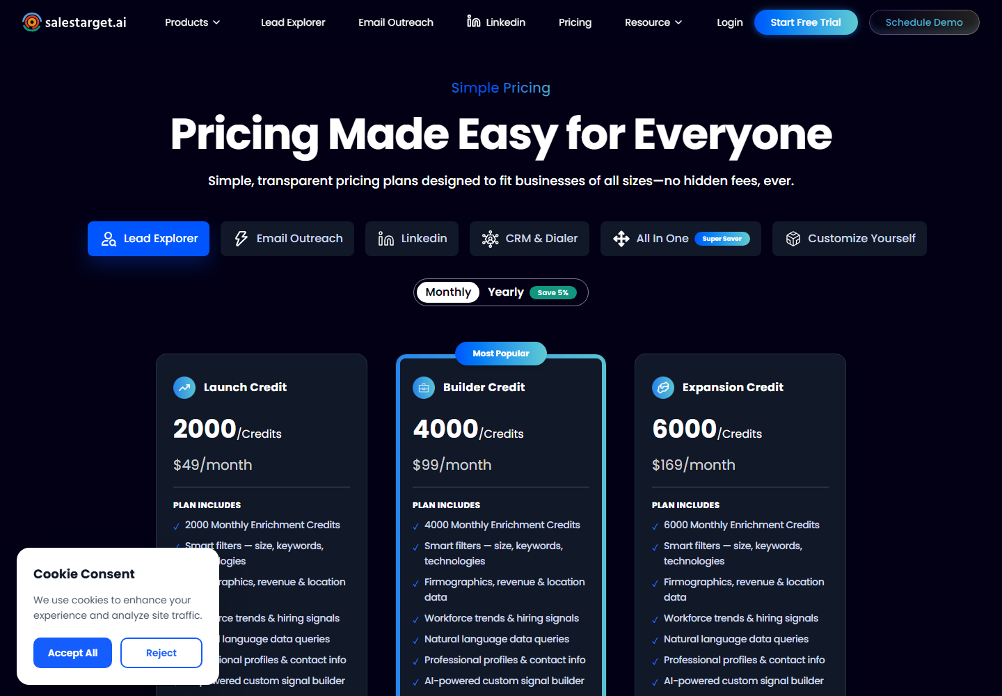 SalesTarget.ai pricing