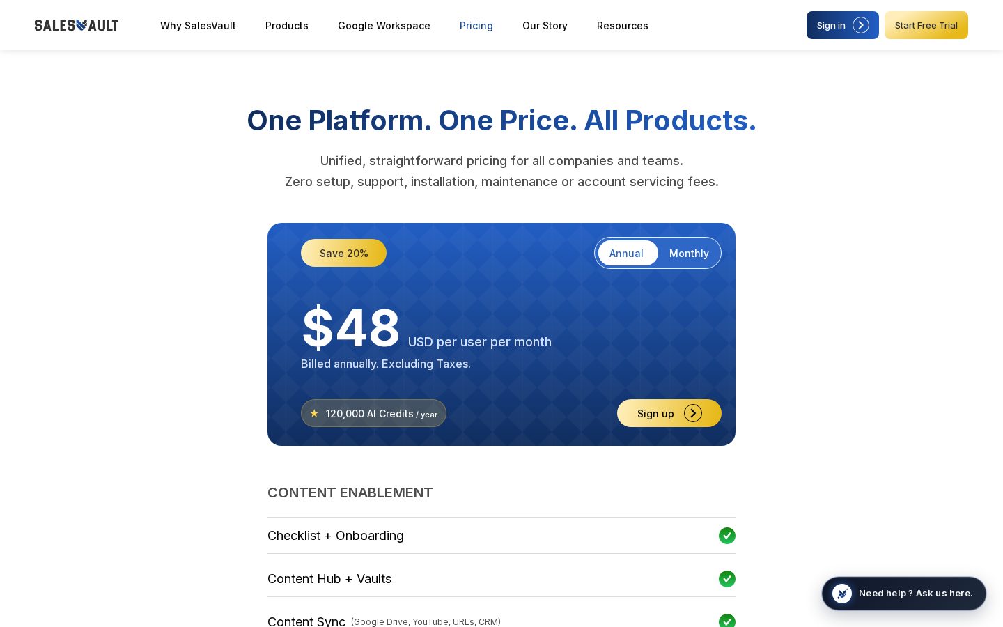 SalesVault Pricing