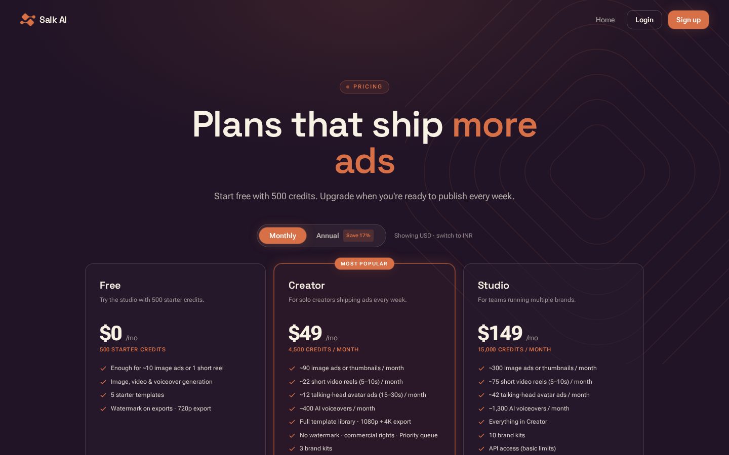 Salk Ai Pricing