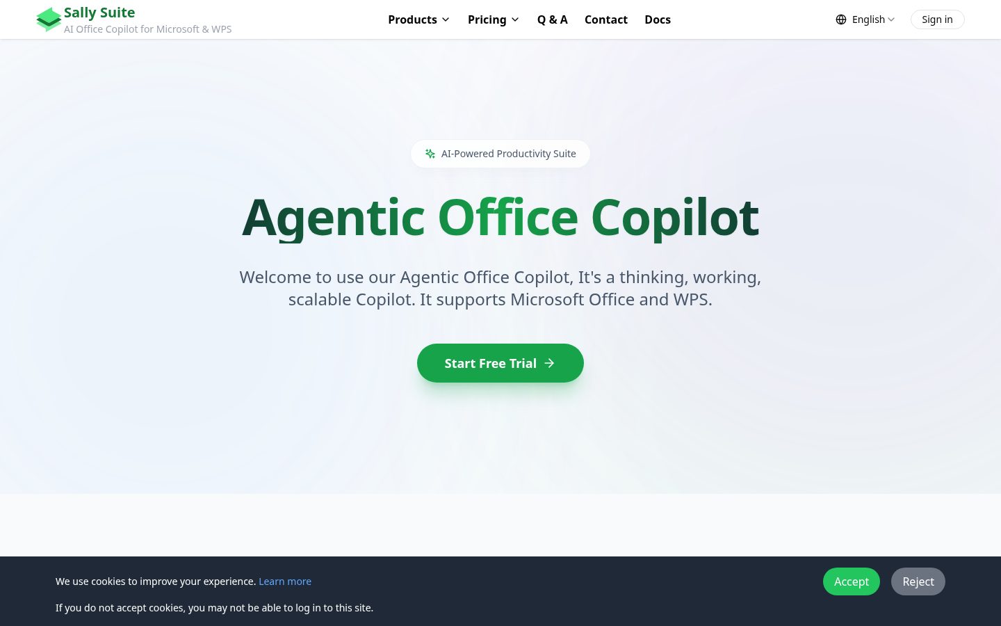 Sally Office Copilot Homepage