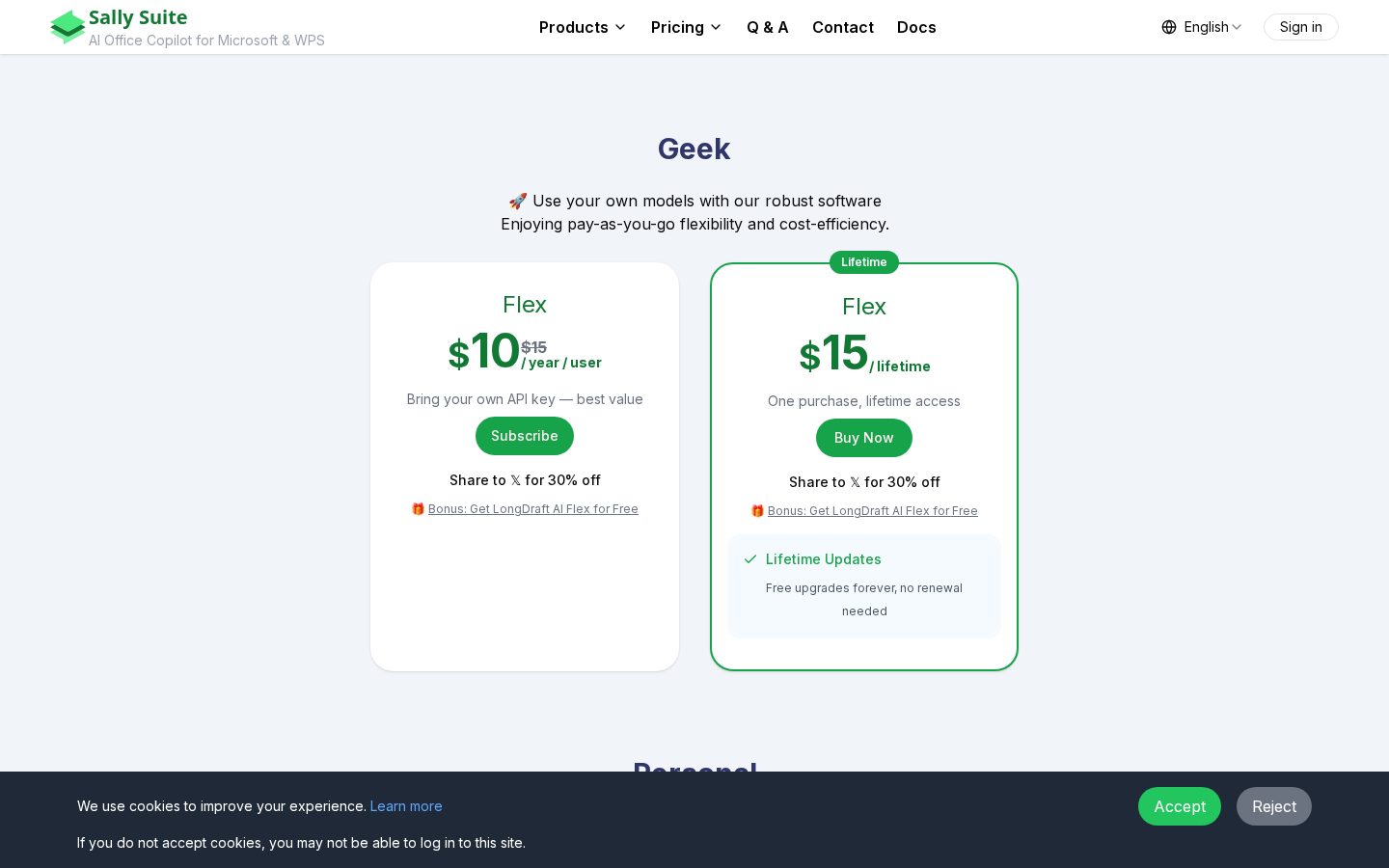 Sally Office Copilot Pricing
