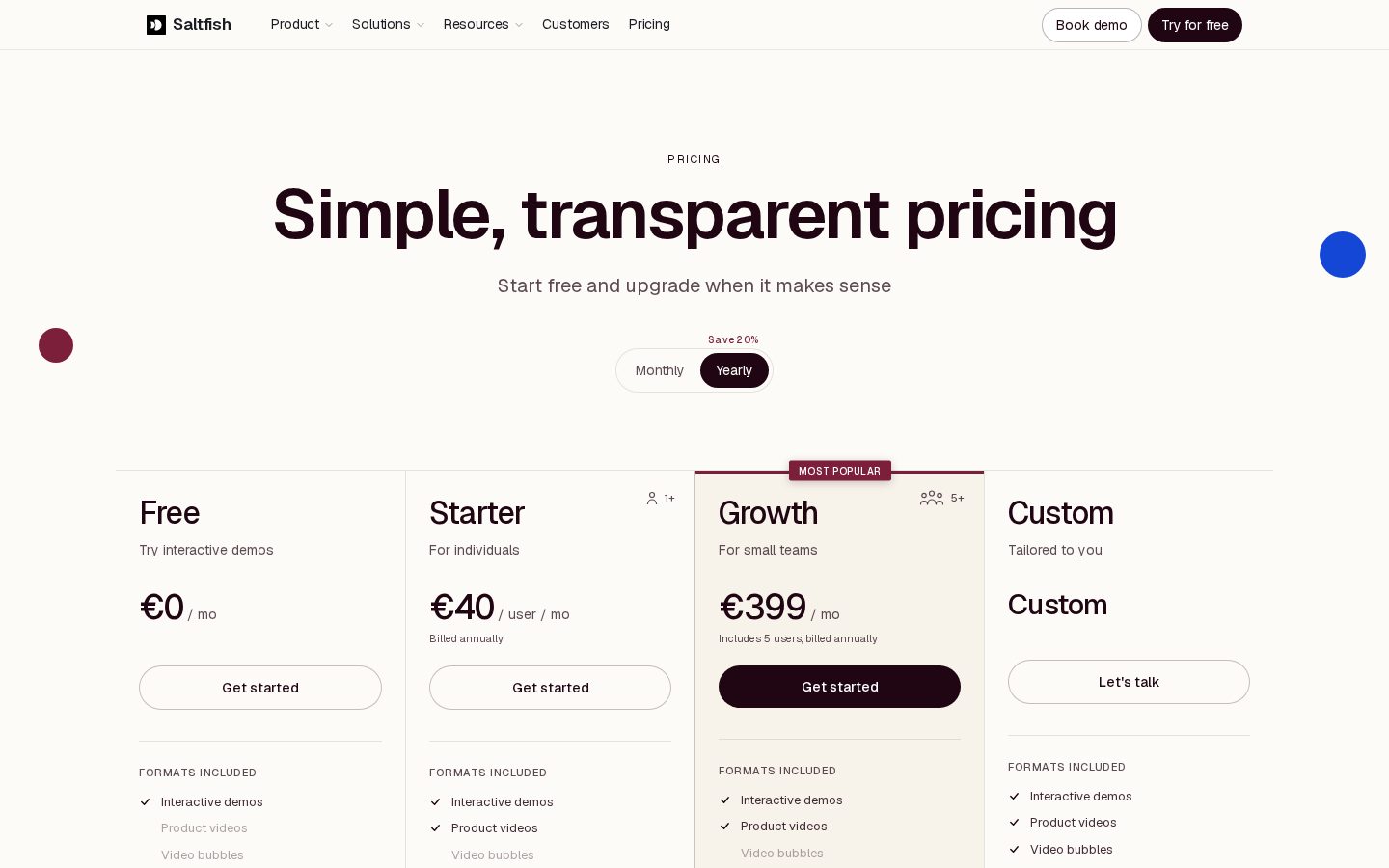 Saltfish AI Pricing