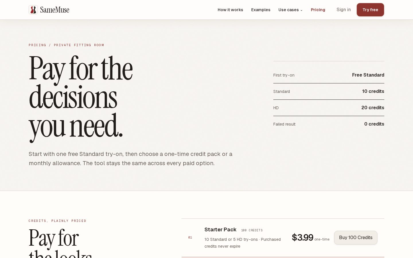 SameMuse Pricing