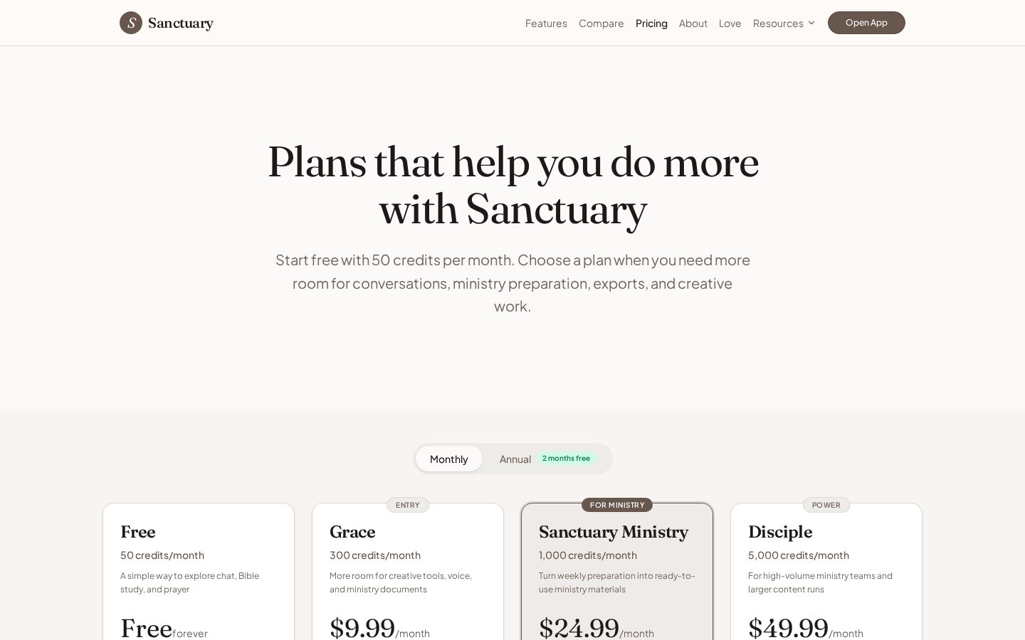 Sanctuary Pricing