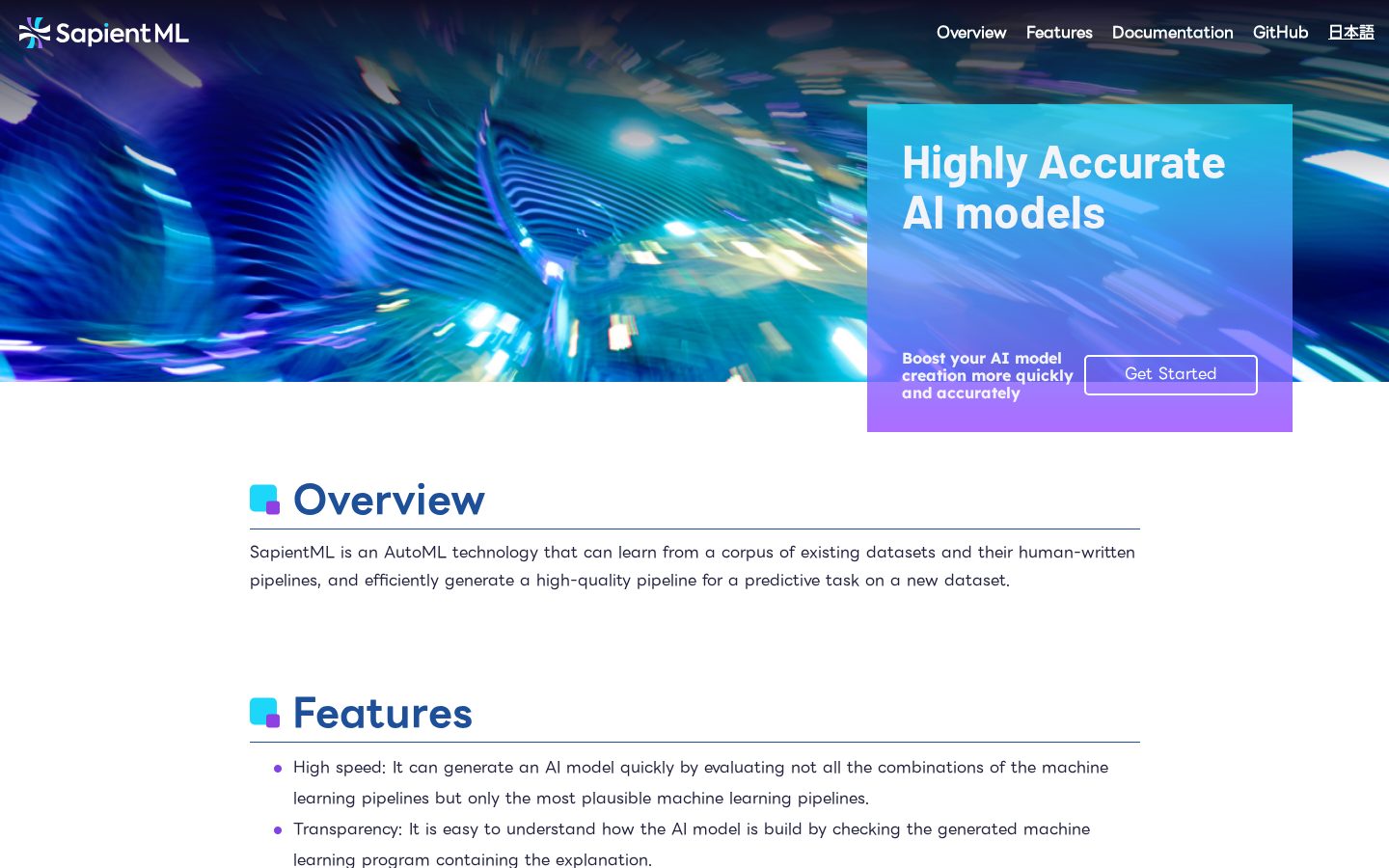 SapientML Homepage