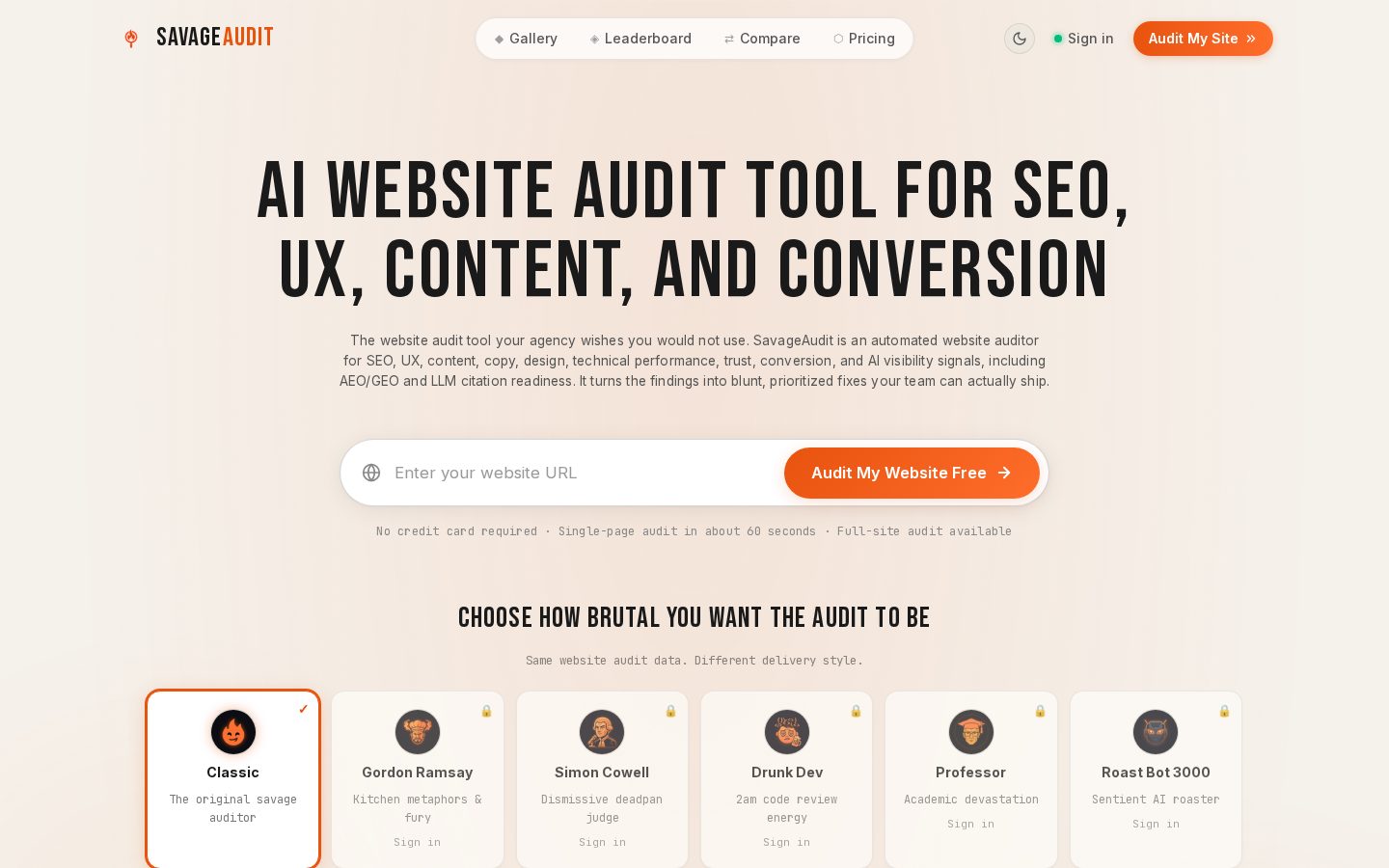 SavageAudit Homepage