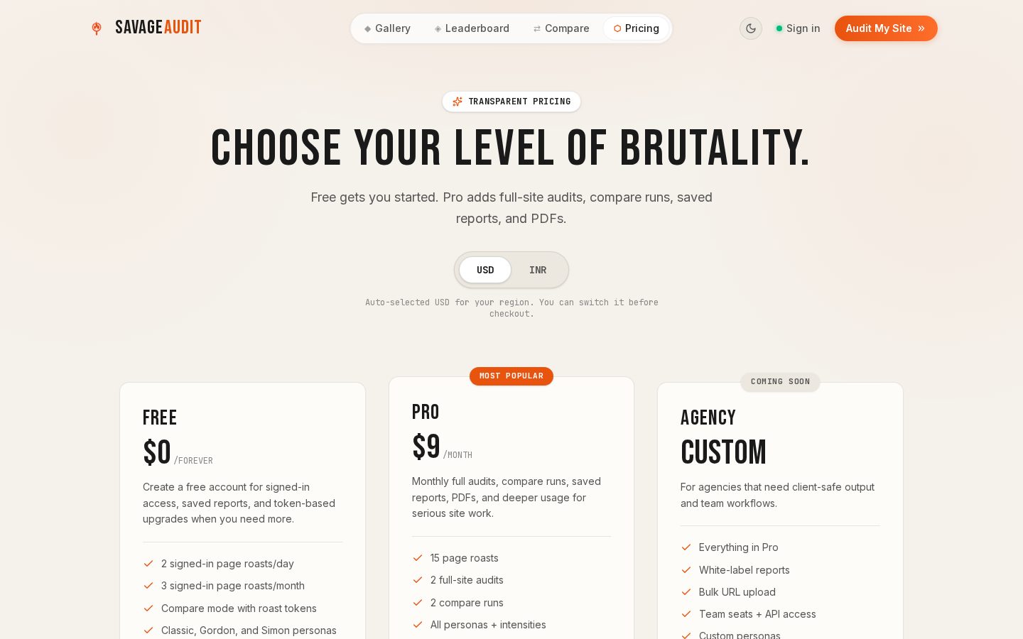 SavageAudit Pricing