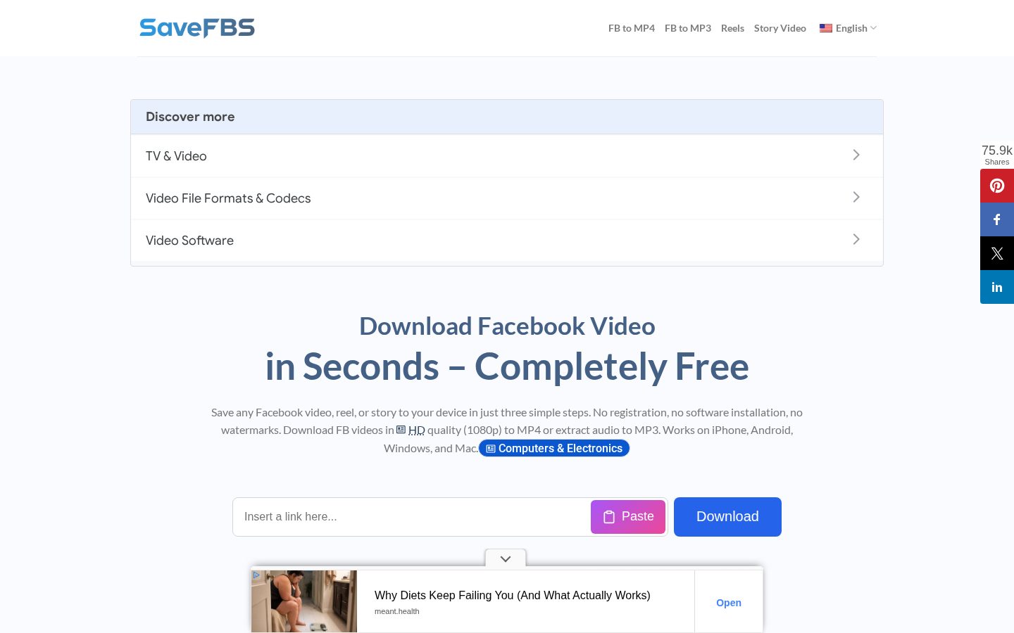 SaveFBS Homepage