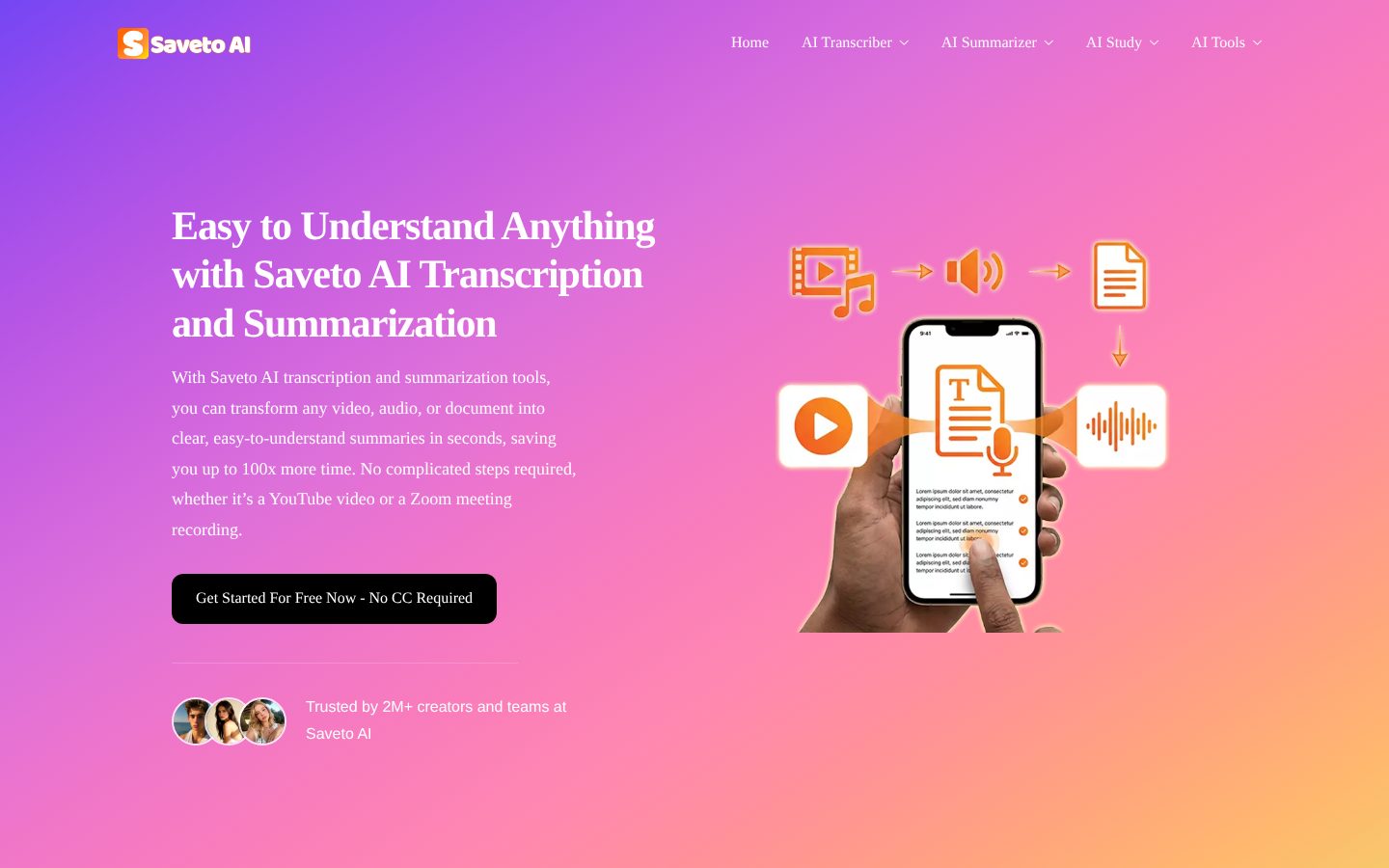 Saveto AI Homepage