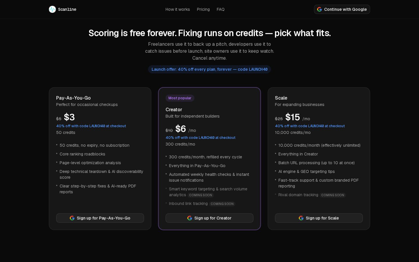 Scanline Pricing