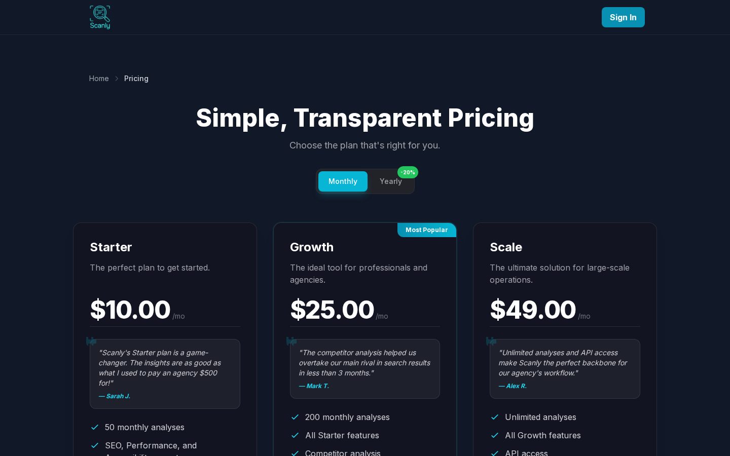 Scanly Pricing