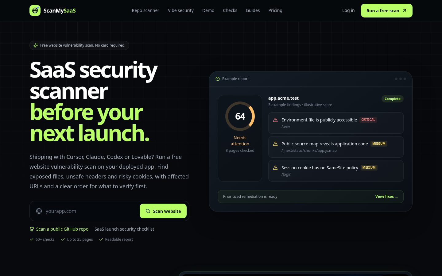 ScanMySaaS Homepage