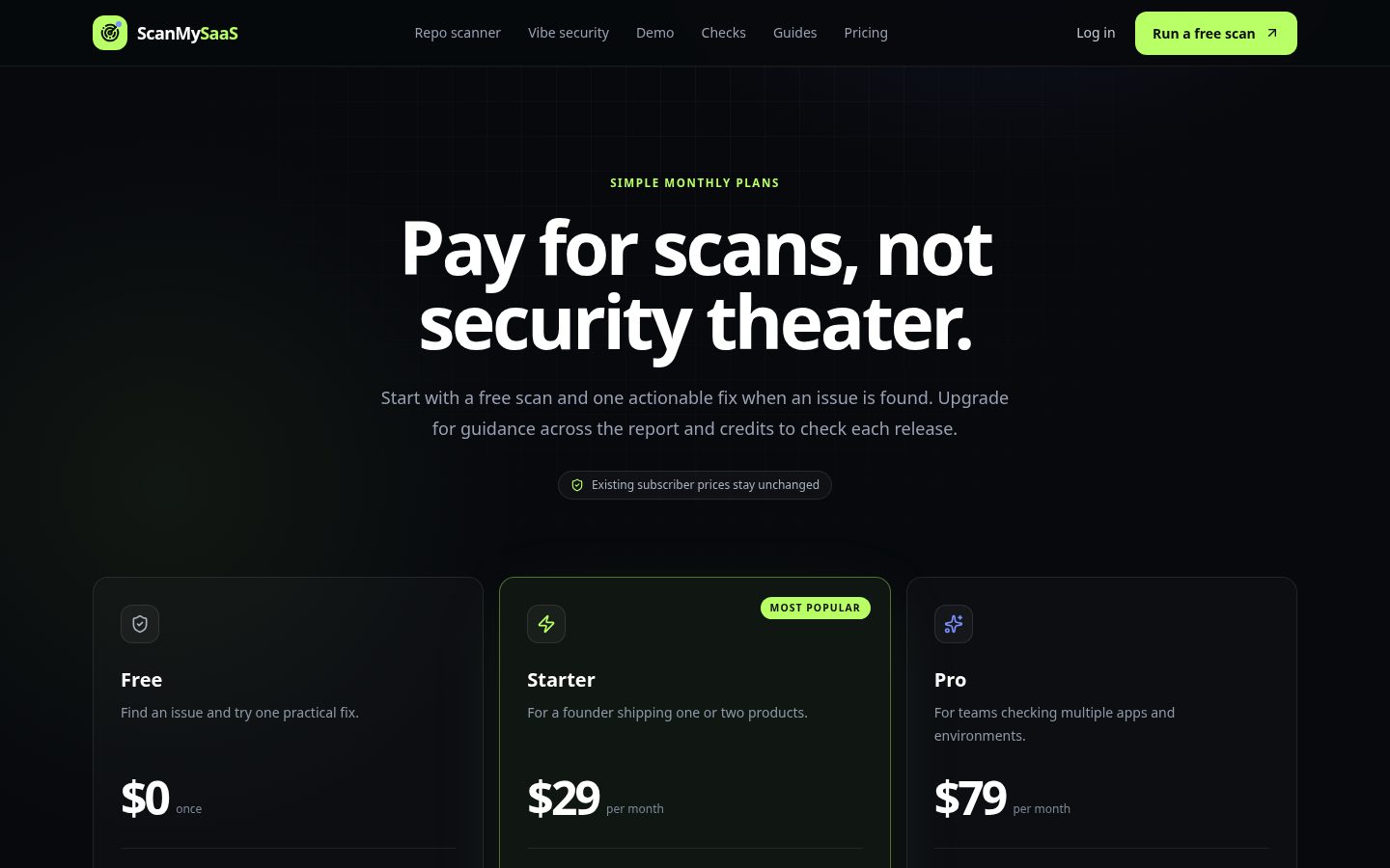ScanMySaaS Pricing