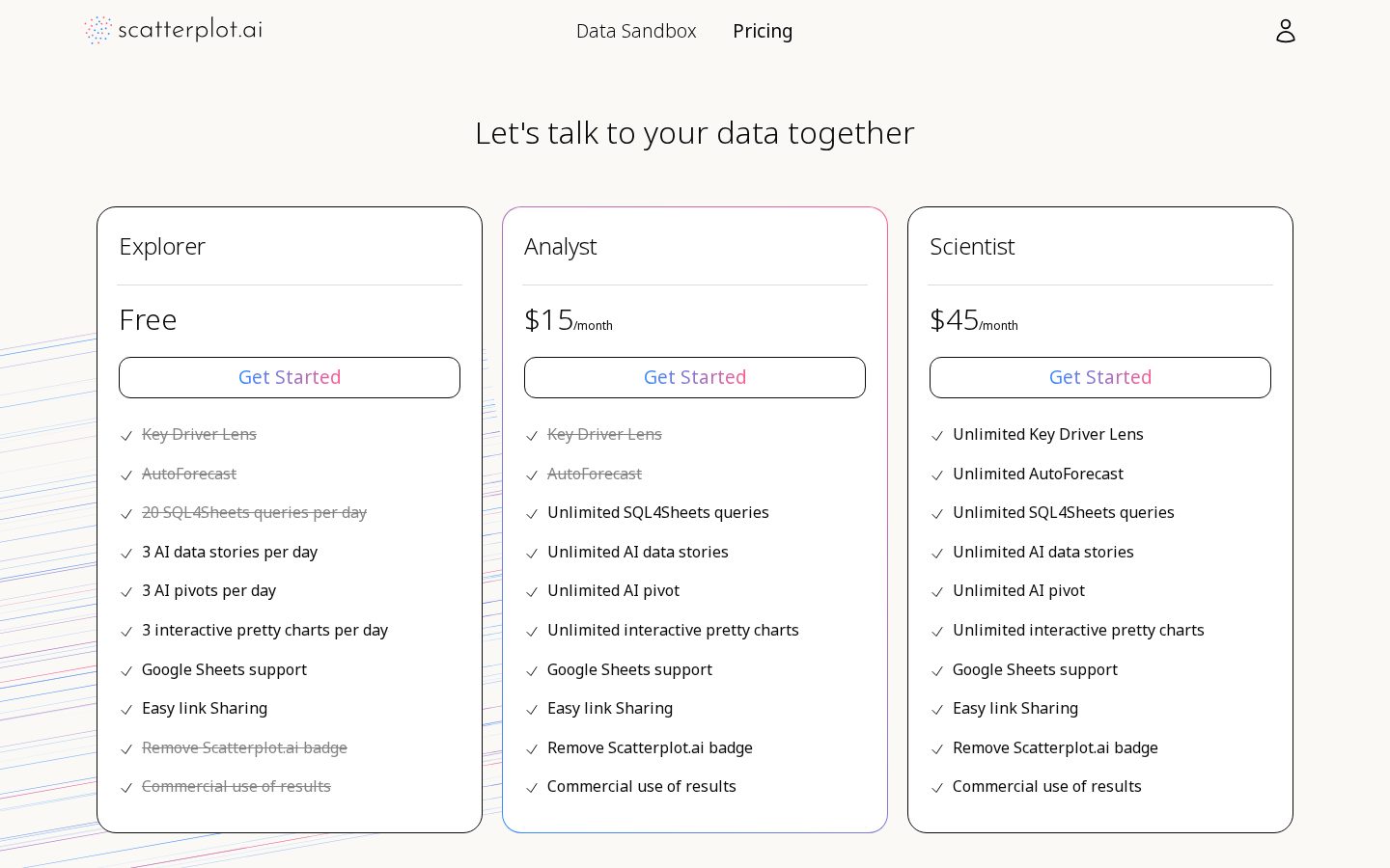Scatterplot.ai Pricing