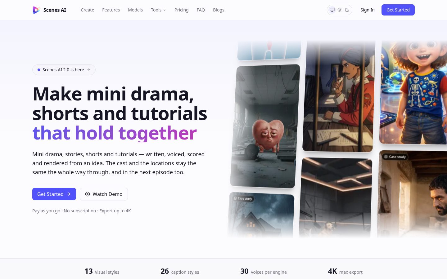 Scenes AI Homepage