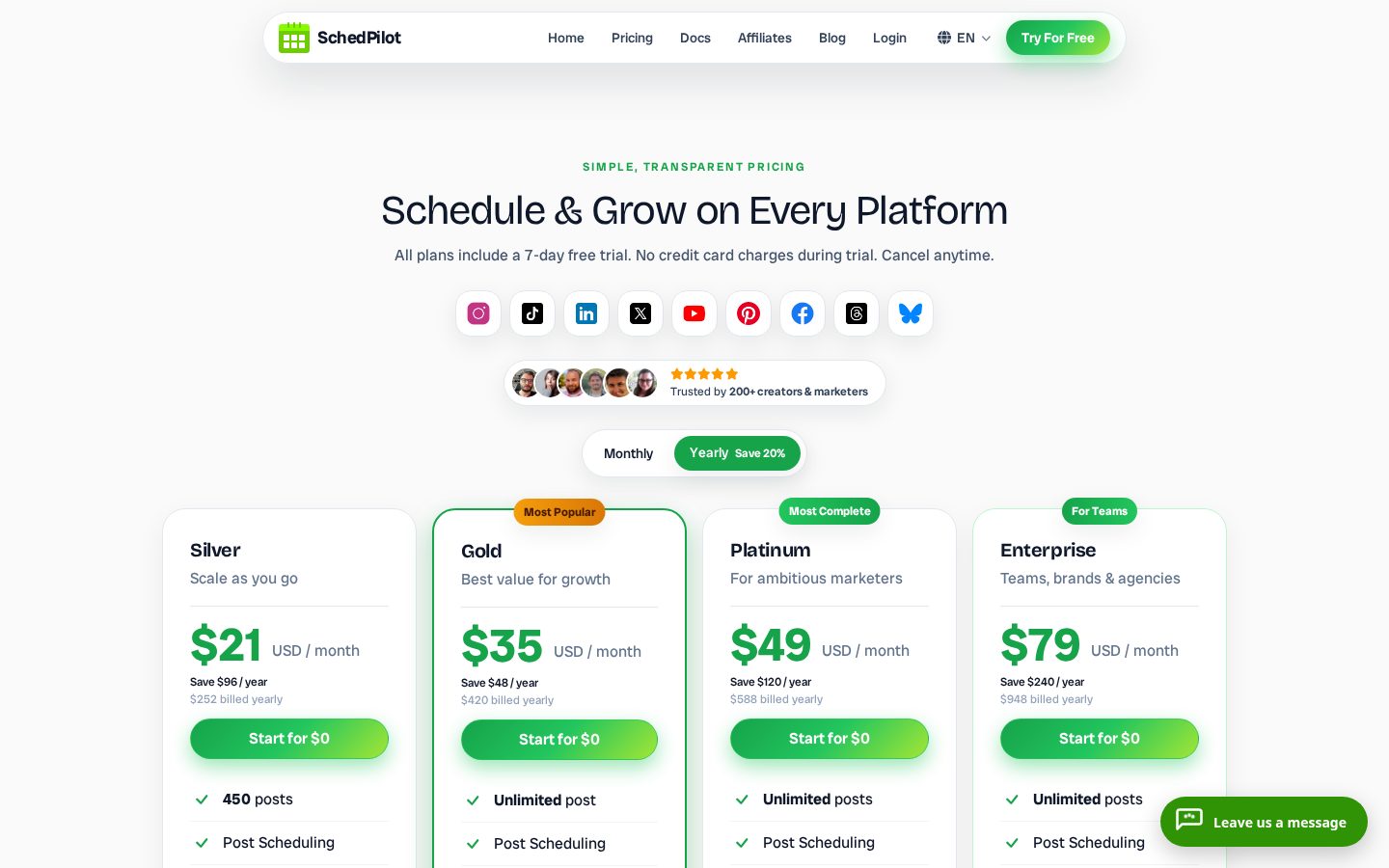 SchedPilot Pricing