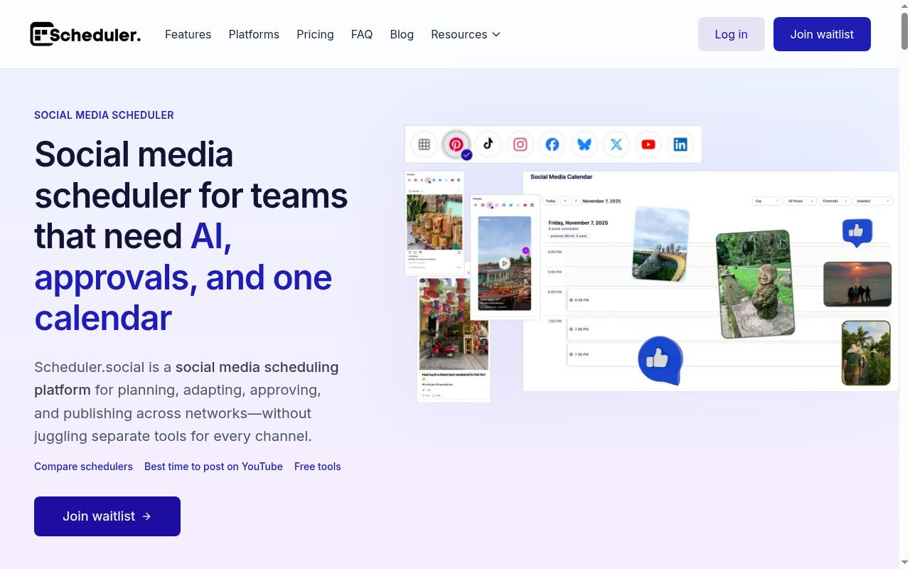 Scheduler.social Homepage