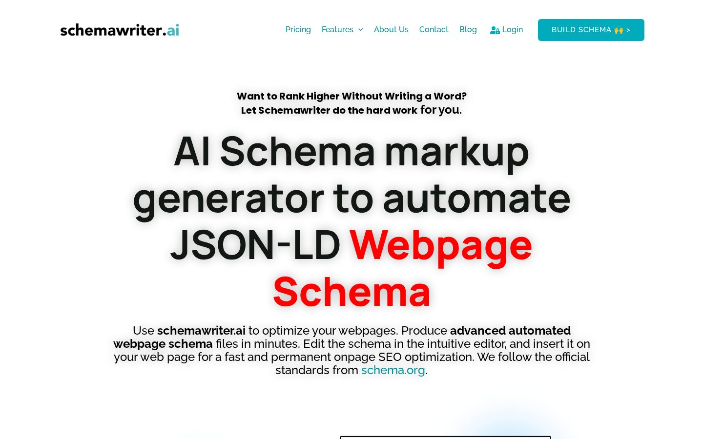 Schemawriter.ai Homepage