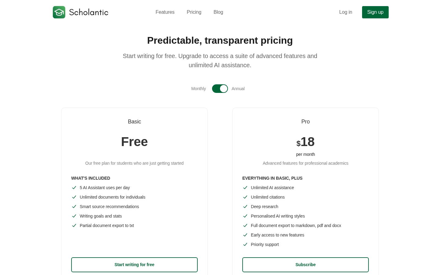 Scholantic Pricing