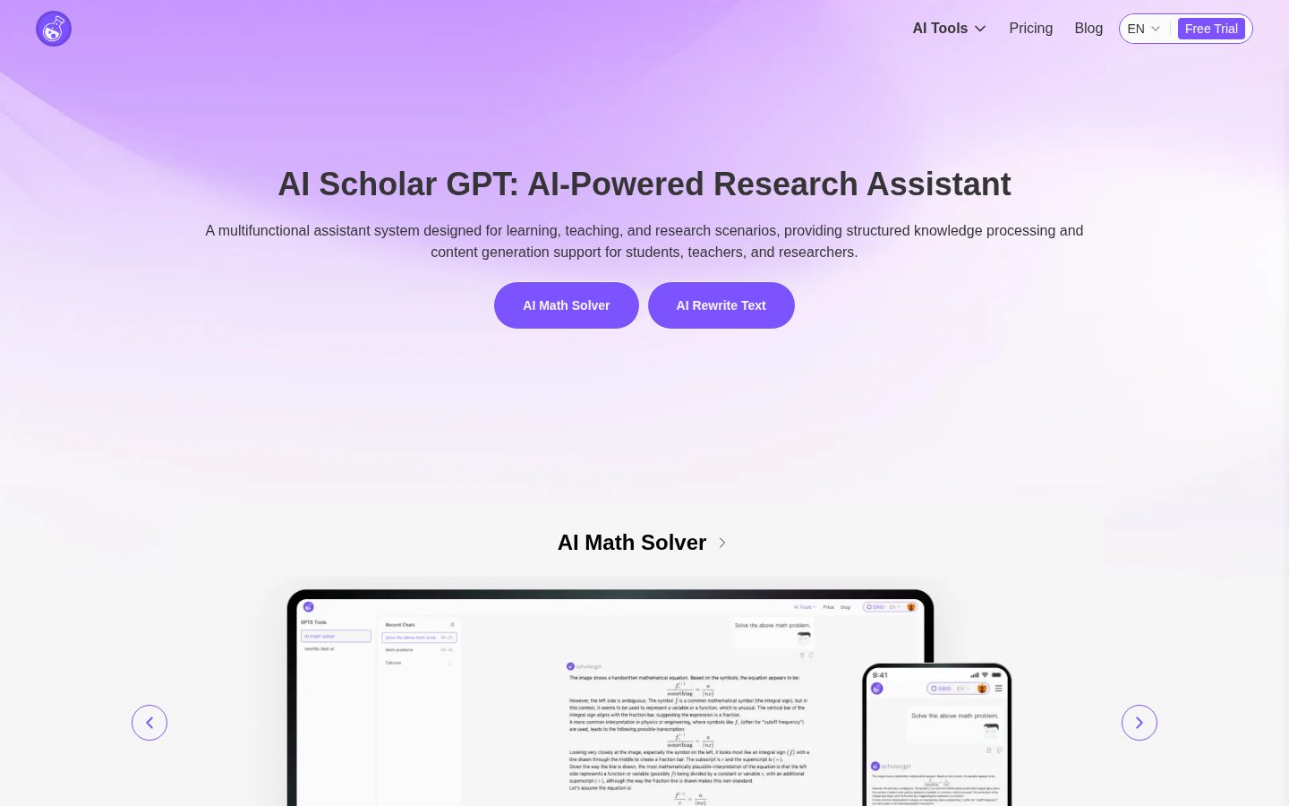 Scholar GPT AI Homepage