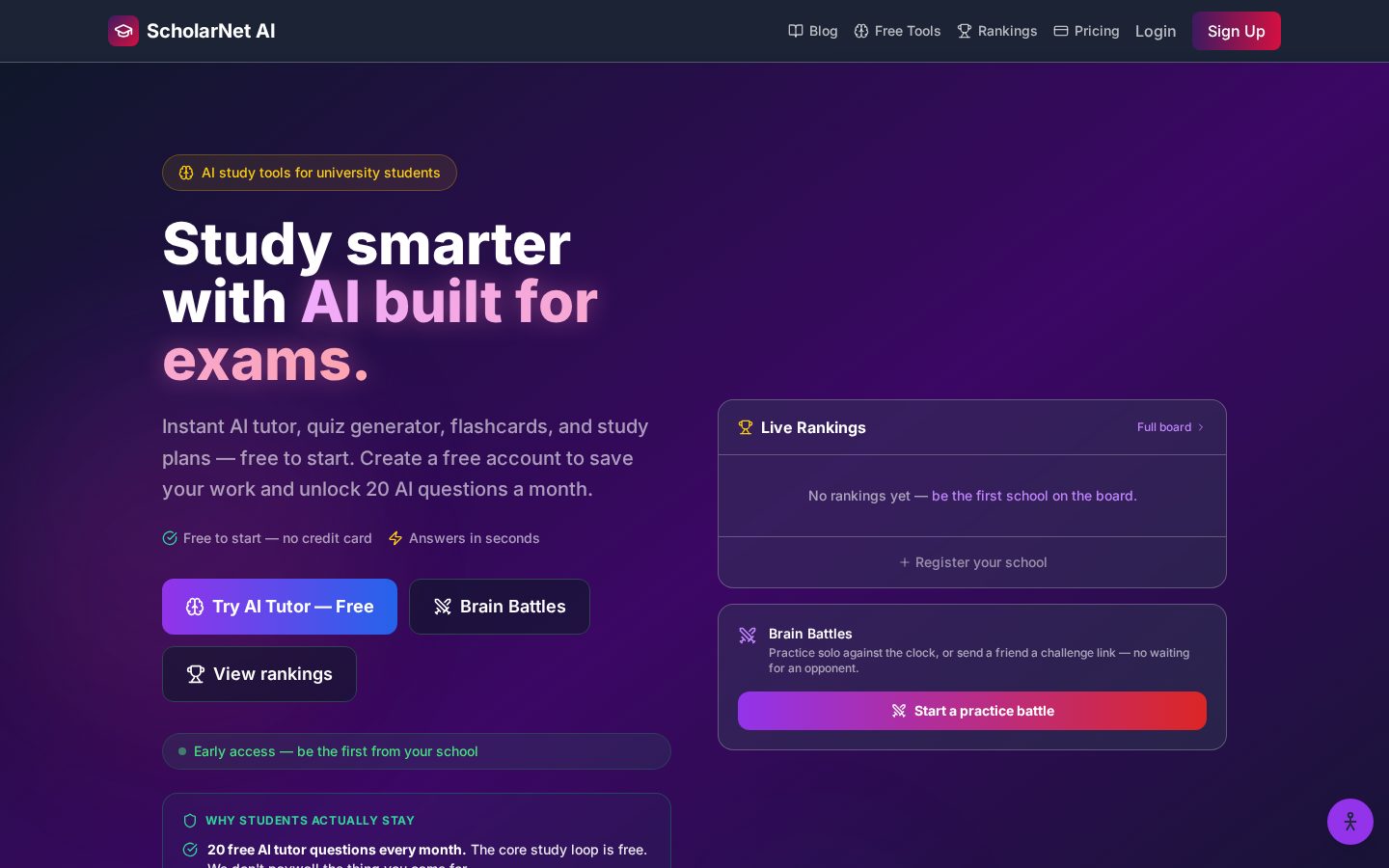 ScholarNet AI Homepage