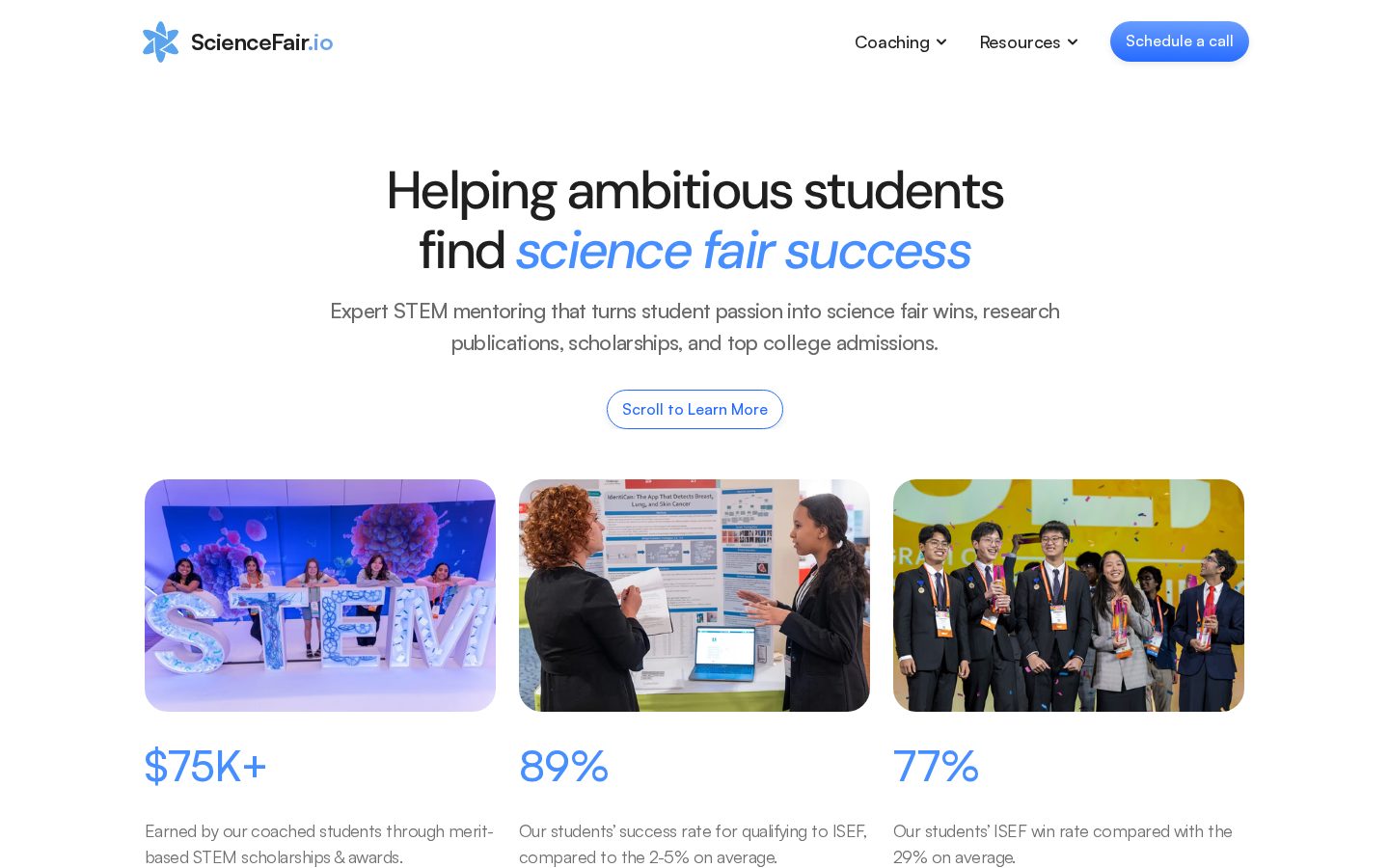 Sciencefair.io Homepage