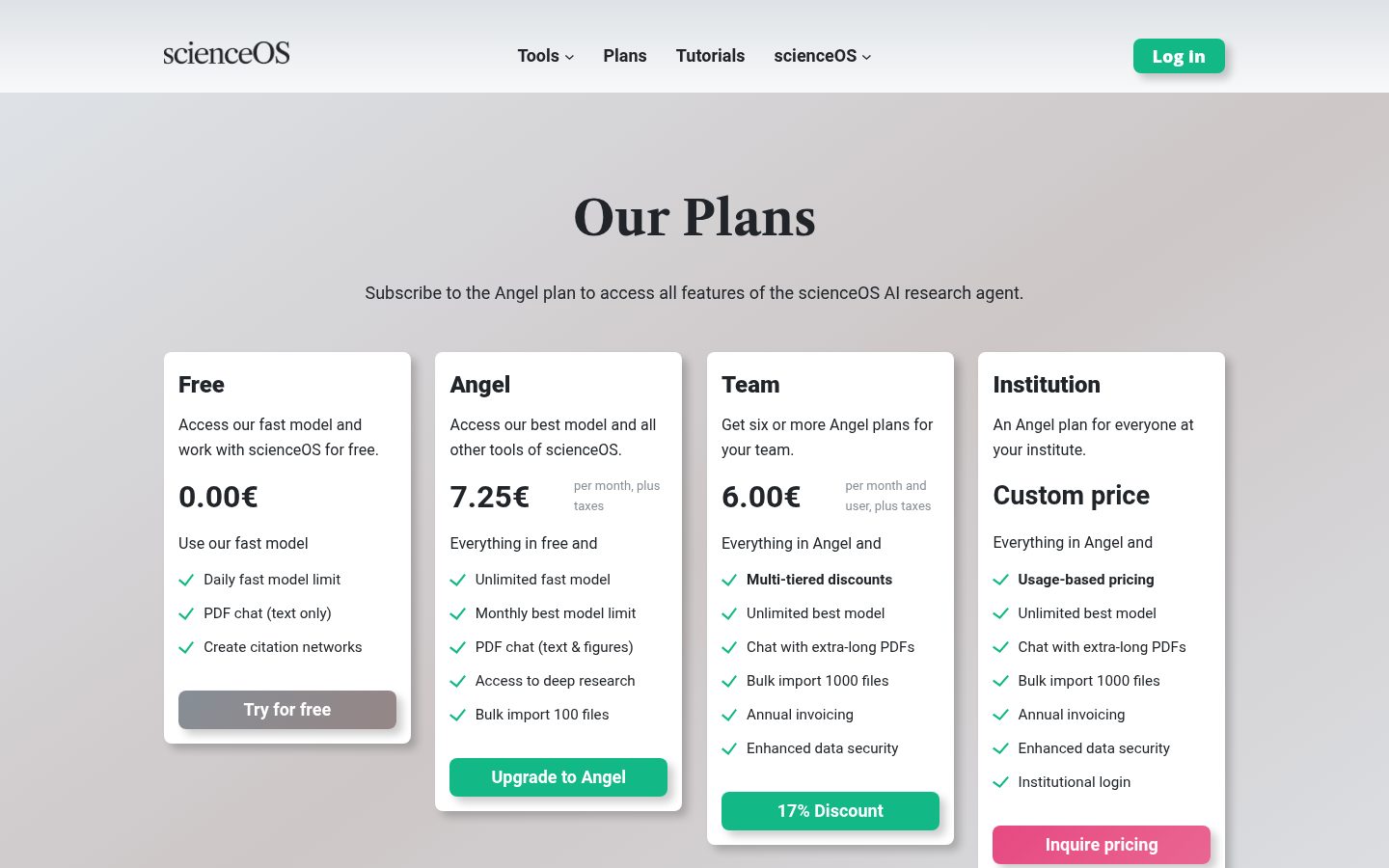 scienceOS Pricing