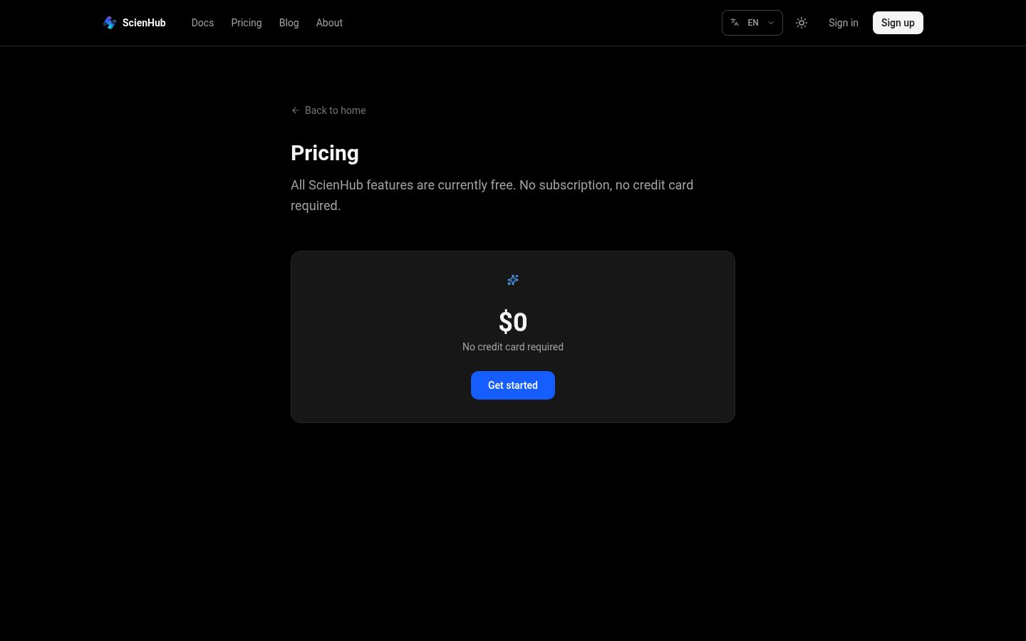ScienHub Pricing
