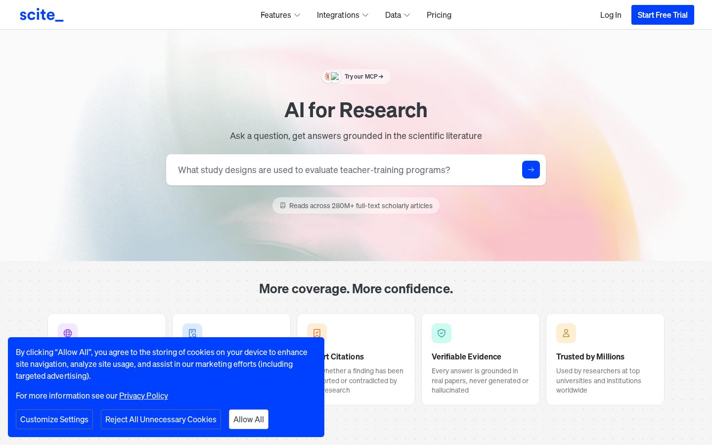 Scite AI Homepage