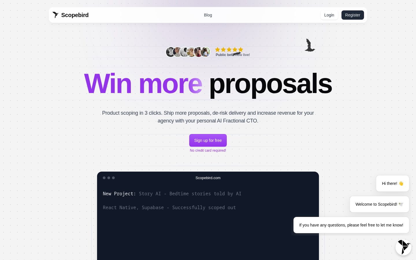 Scopebird Homepage