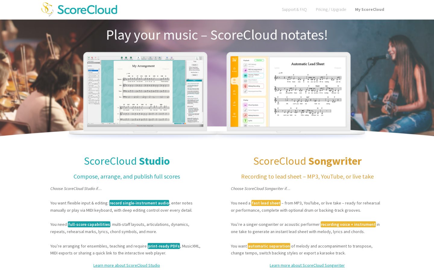 ScoreCloud Homepage
