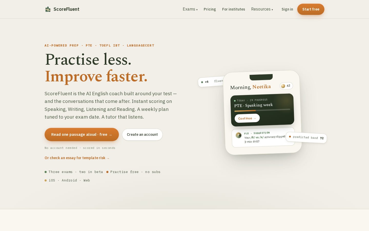ScoreFluent Homepage