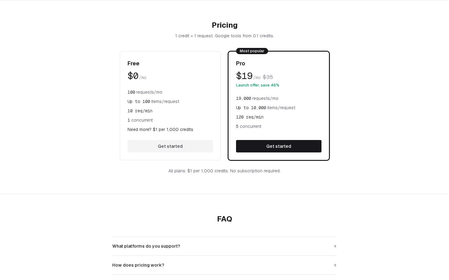 Scraper Pricing